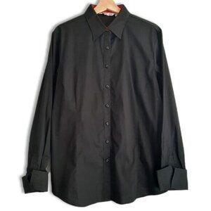 ESABEL C. \ Button Down Classic Shirt Black Turn-Over Cuff Sz XL